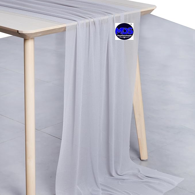 MDS 2 Pack 14ft Chiffon Table Runner 29 x 170 Inches Sheer Wedding Runner - Image 2
