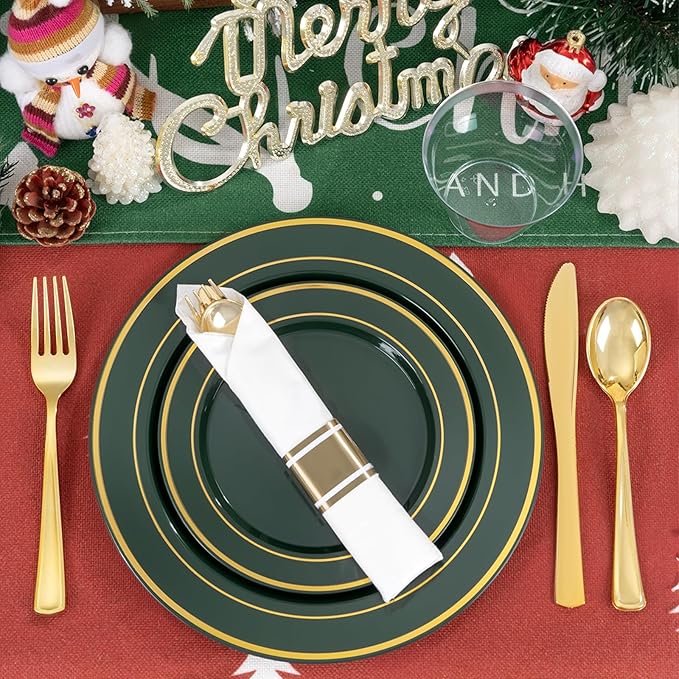 175PCS Green Plastic Plates - Image 3