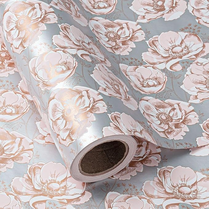 WRAPAHOLIC 30 Inch Jumbo Reversible Floral Wrapping Paper by WRAPAHOLIC