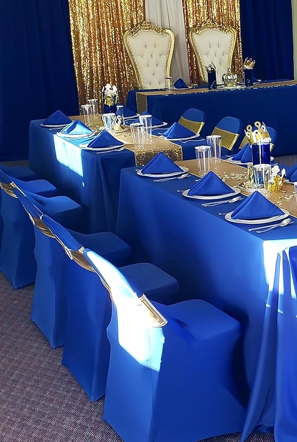 12 Packs 90 x 132 Inch Tablecloth, Royal Blue Polyester Table Cloth - Image 7