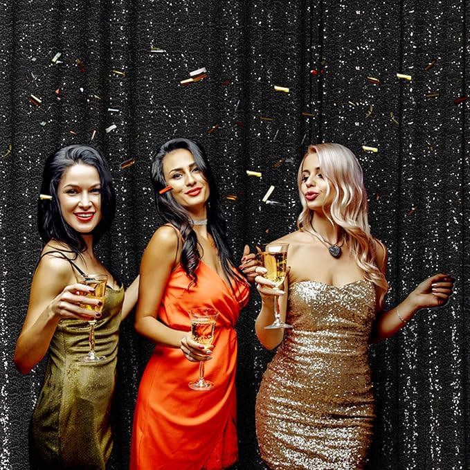 Poise3EHome Black Sequin Backdrop, 20Ft x 10Ft Glitter Photography Background - Image 7