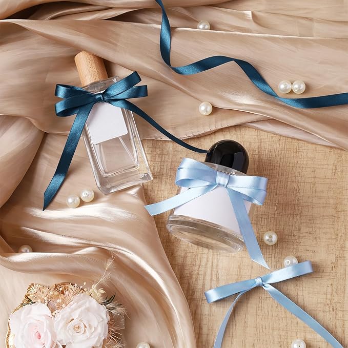 LaRibbons Light Blue Satin Ribbon 3/8 Inch 25 Yards Luxury Double Faced Blue - Image 3