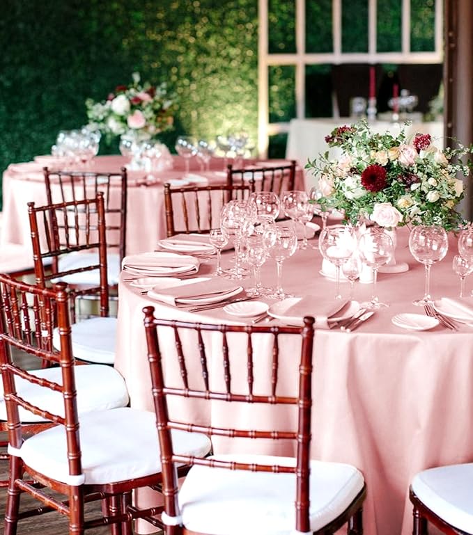10 Packs Satin Tablecloth 120 Inch Rose Gold Round Table Cloth Silk Tablecloth - Image 7