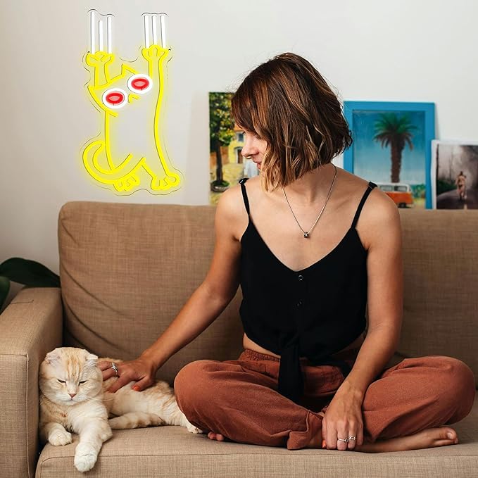 Falling Cat Neon Sign Funny Cat LED Light Sign Wall Decoration Dimmable Animal - Image 5