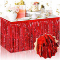 3 Pack 29 x108 Inch Red Foil Fringe Table Skirts Metallic Banner by LANTIANCHEN