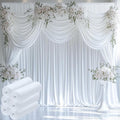50ftx12ft Wrinkle Free White Backdrop Curtain, 10 Panels 12FT Height White by LeegleriTableSkirt