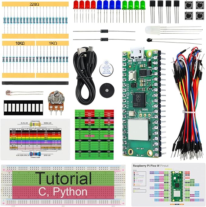 Freenove Basic Starter Kit for Raspberry Pi Pico W, Dual-core Arm Cortex-M0+ by Freenove