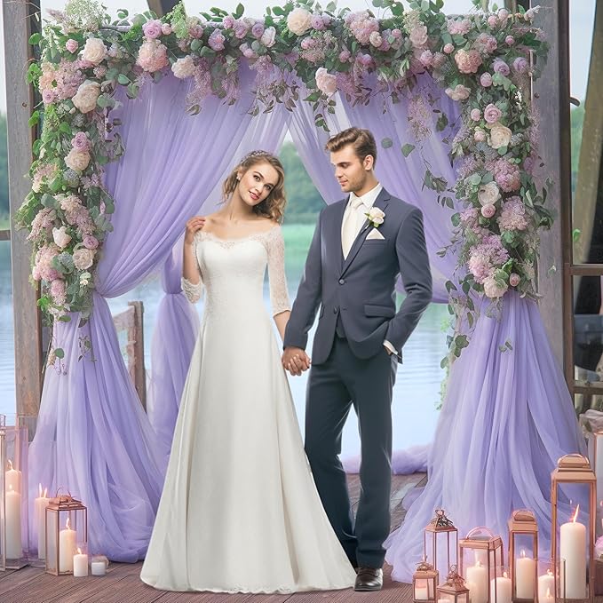 20x10 Purple Tulle Backdrop Curtains - Image 6