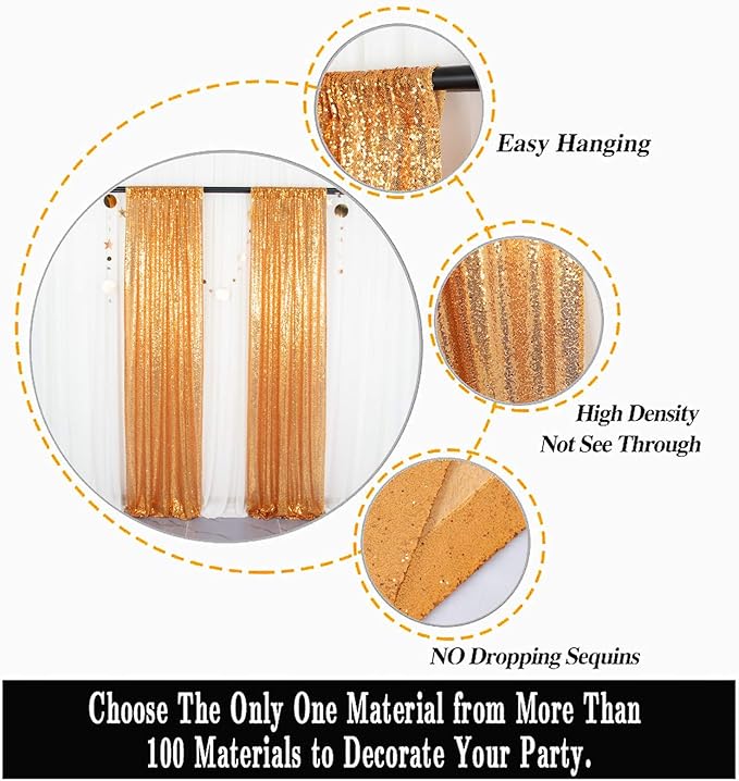 ShinyBeauty Gold Sequin Backdrop 2FTx8FT 8 Pieces Photography Backdrops Baby - Image 4
