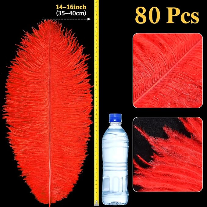 80 Pcs Large Natural Ostrich Feathers Plumes 14-16 Inch Bulk - Image 2