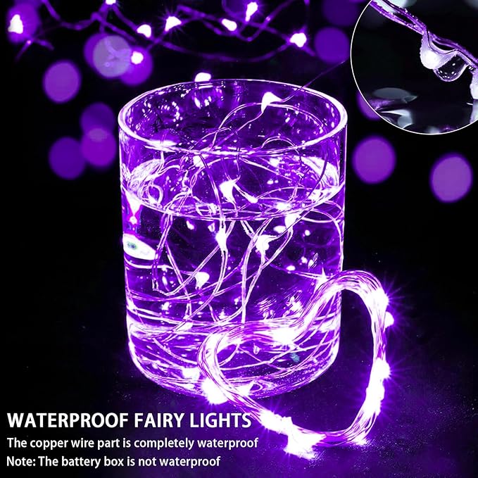 12 Pack Purple Fairy Lights 7Ft 20 LED Twinkle String Lights 3 Modes Battery - Image 2