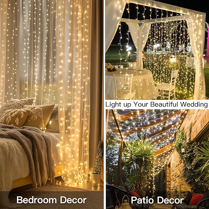 suddus Curtain Lights for Bedroom, 300 Led 9.8x9.8ft Hanging String Lights - Image 4