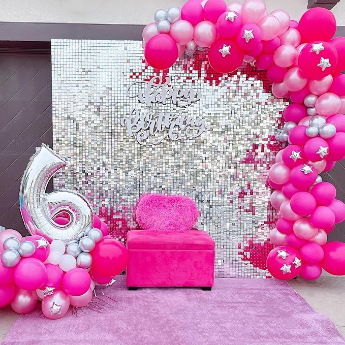 Qcity Silver Shimmer Wall Backdrop 36PCS, Square Sequin Glitter Backdrop Panel - Image 6