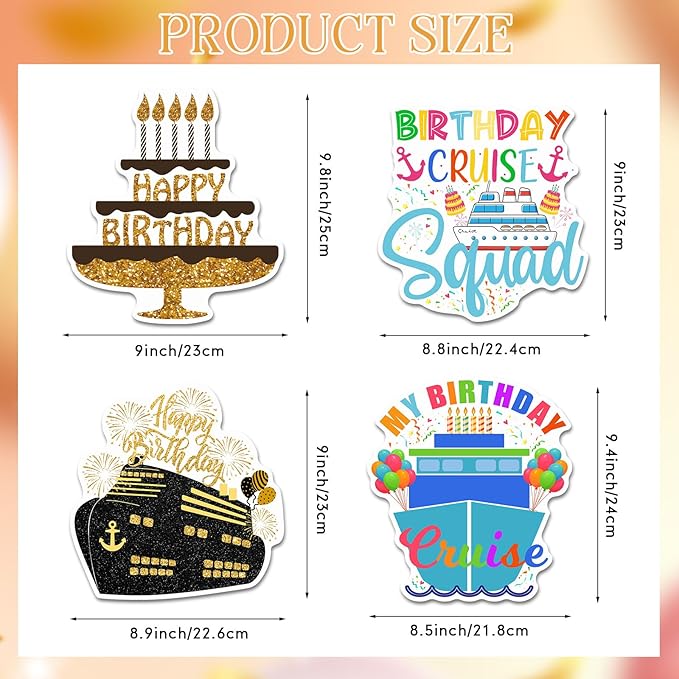 Hoteam 4 Pcs Birthday Cruise Door Decorations Magnetic Large Happy Birthday - Image 2