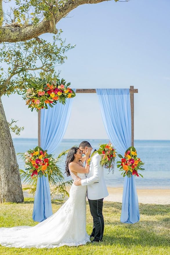 DUOBAO 2 Panels Chiffon Curtains 29"x108" Sheer Backdrop Drape Beach Curtain - Image 2