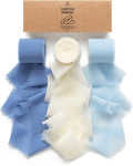 Vitalizart Blue Handmade Chiffon Silk Ribbon Fringe 1.5" x 21 Yd Dusty & Baby by Vitalizart