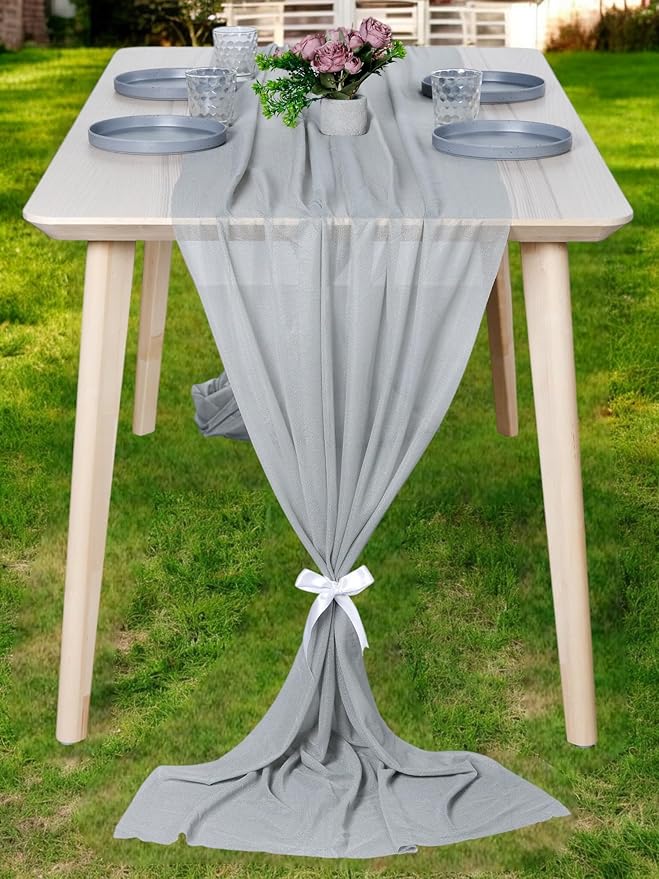 MDS 10 Pack 10ft Chiffon Table Runner 29 x 120 Inches Sheer Wedding Runner by MDS