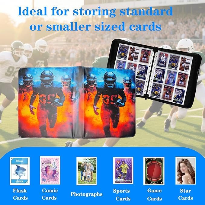 Trading Card Binder 9 Pocket, Pockets Football Card Binder, Premium Double - Image 5