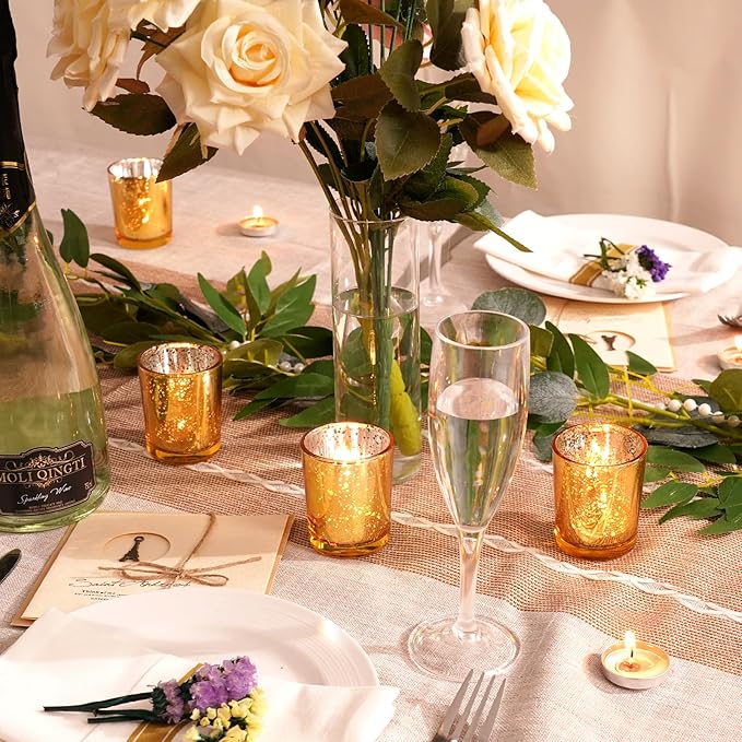 Homemory 12 Pcs Gold Votive Candle Holders, Mercury Glass Candle Holder - Image 3