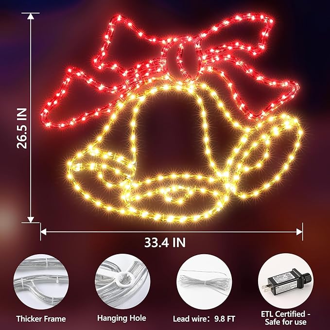 Christmas 33'' Large Bell Lights Decoration - Image 3