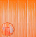 4 Pack Orange Foil Fringe Backdrop Curtains, Tinsel Streamers Birthday Party by Voircoloria