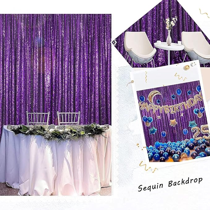 ShinyBeauty 4x10ft Purple Sequin Photo Backdrop - Image 4