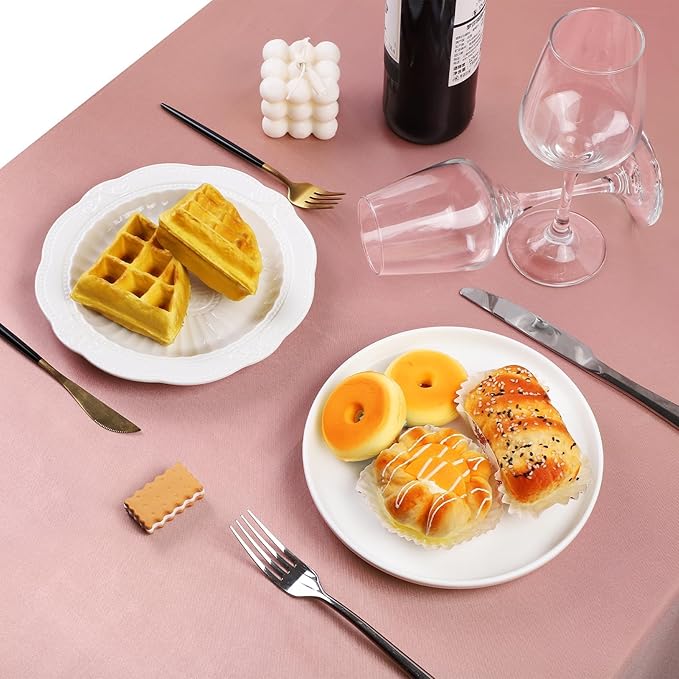TURSTIN 1 Pack Rose Gold Satin Tablecloth 102 x 58 Inch Overlay Satin Table - Image 5