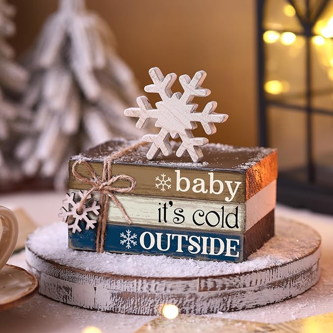 4 Pcs Winter Christmas Decor Winter Table Decorations Christmas Tiered Tray - Image 3