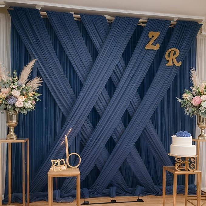 60×12ft Navy Blue Wrinkle Free Backdrop Curtain - Image 5