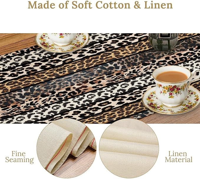 Cow Patchwork Print Table Runner, Country Farm Animal Fur Skin Farm Safari - Image 6