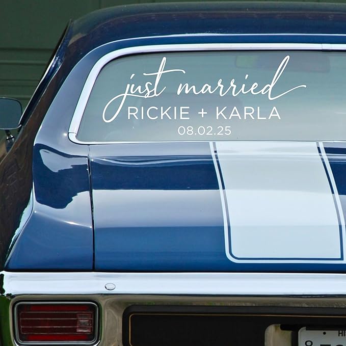 Personalized Just Married Car Decal, Just Married Vinyl Sticker, Wedding Day - Image 3