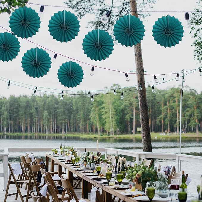 Green Birthday Decorations, DIY Green Paper Fans Hanging Decoration, Party - Image 6