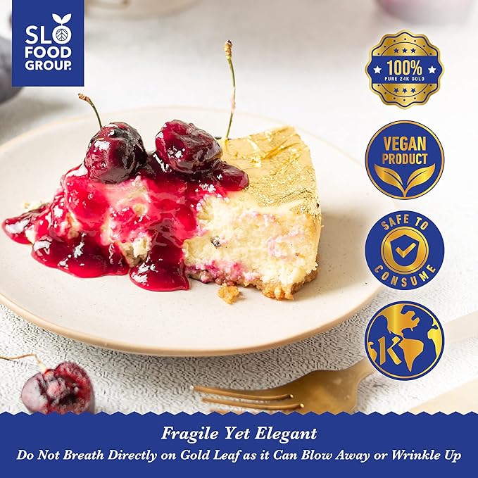 Slofoodgroup - 24 Karat Edible Gold Leaf Loose Sheets - 10 Sheets Gold Leaf Per - Image 6