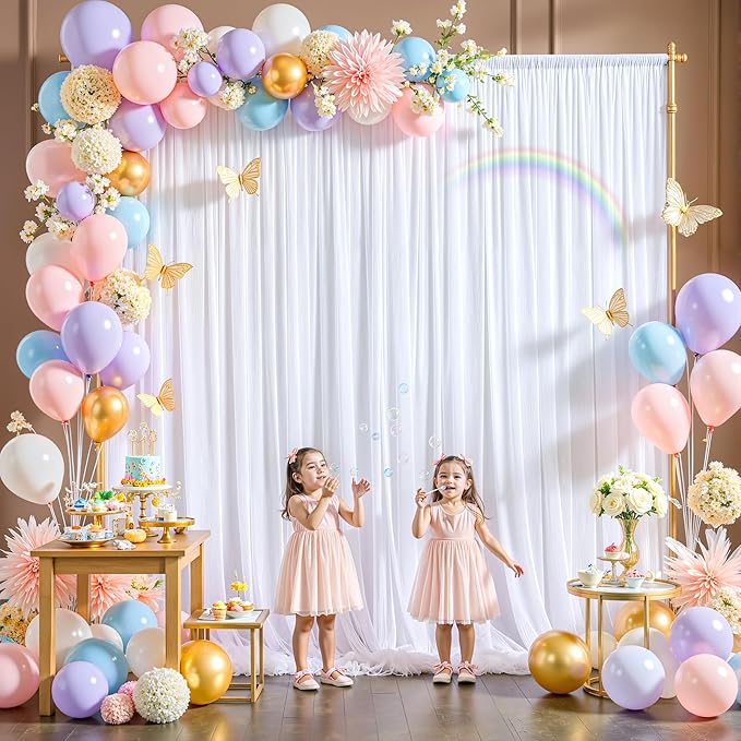 White Tulle Backdrop Curtain for Parties Wedding, 5ft x 10ft Wrinkle Free - Image 4