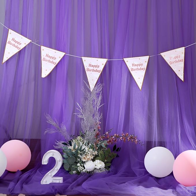 Purple Tulle Backdrop Curtain for Baby Shower Girls Birthday Party Purple Sheer - Image 6