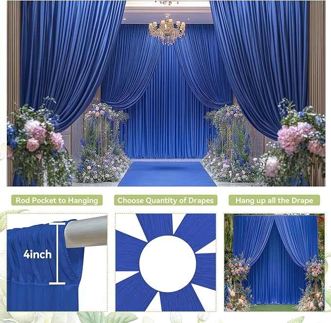 PartyVillage 50ft×15ft Royal Blue Backdrop Curtain - Image 5