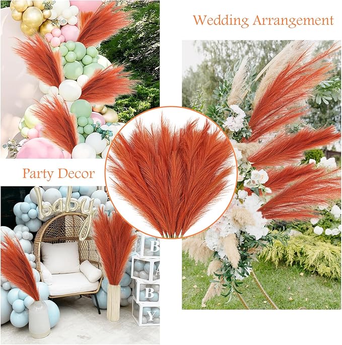 8pcs Orange Pampas Grass Tall - Image 6