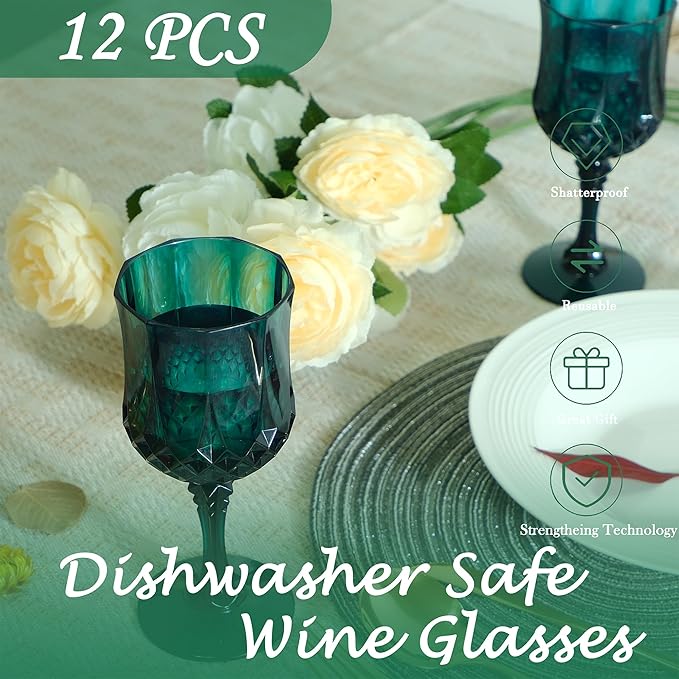Plastic Wine Glasses，Plastic Goblets Vintage Style Cordial Drinking Glasses - Image 3
