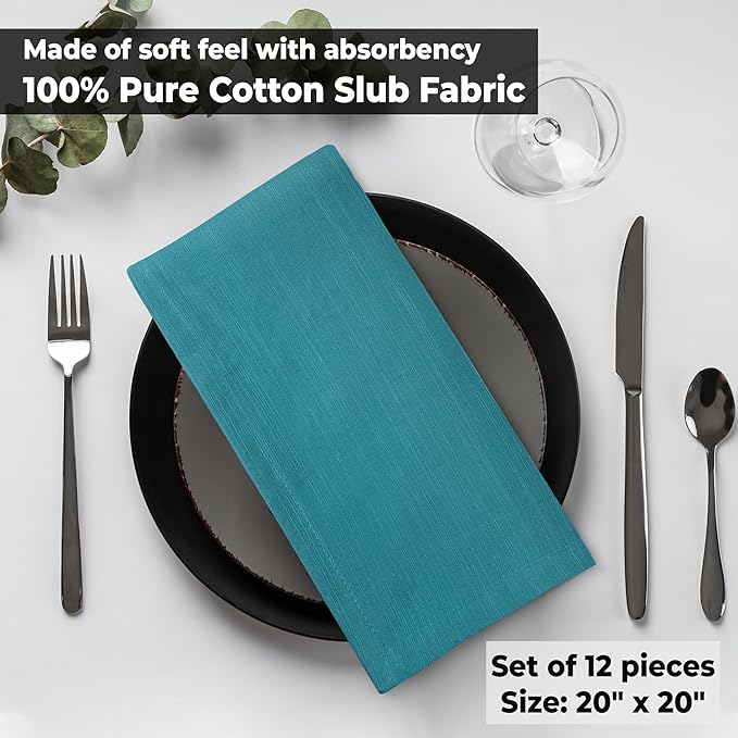 Urban Villa Christmas Dinner Napkins 20’’x20’’ Over Sized Set of 12 Turquise - Image 8