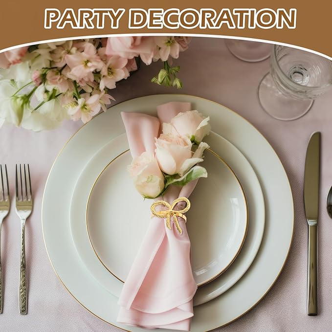Bokon 50 Pcs Gold Napkin Rings Metal Napkin Holders Rings Bulk - Image 6