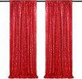 QueenDream Red Sequin Backdrop 2 Panels 2FTx8FT Christmas Party Backdrop by QueenDream