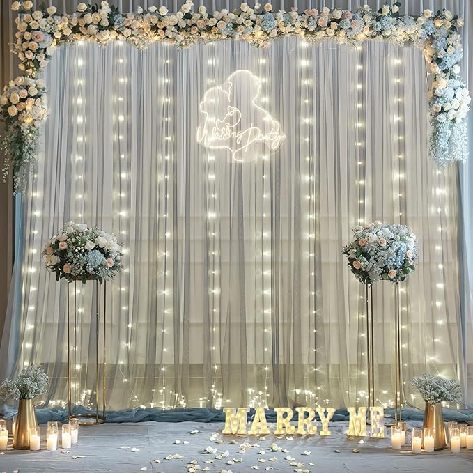 Silver Grey Tulle Backdrop Curtain - Image 5
