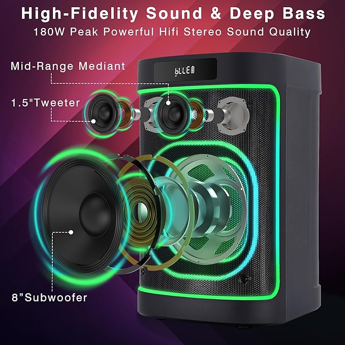 BeatGhost Karaoke Machine Portable Bluetooth Party Speaker 2 Rechargeable - Image 2
