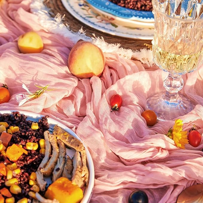 12Pcs Rubber Powder Cheesecloth Table Runner 120 Inch10FT Dust Powder Rustic - Image 7