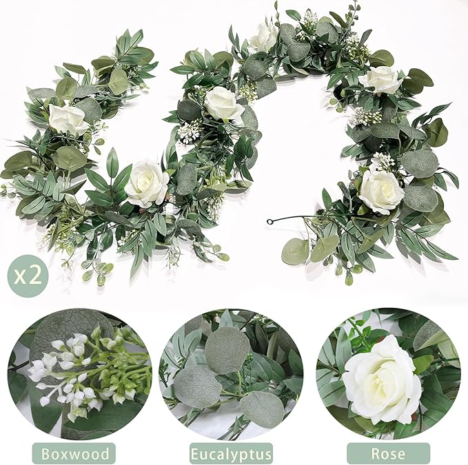 2 Pack 13Ft Artificial Eucalyptus Flower Garland - Image 5