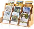 3 Tier Greeting Card Display Stand Wood Color Bamboo and Acrylic Sticker by Yuntau