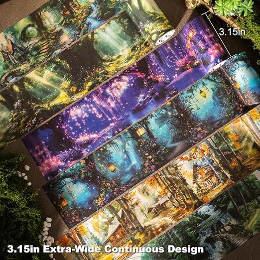 Forest-Themed Seamless Washi Tape Scrapbook Kit – 6 Rolls - Image 4