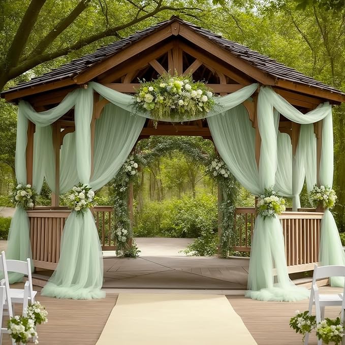 Sage Arch Drapes for Wedding Arch Draping Fabric Sheer Backdrop Curtain for - Image 2
