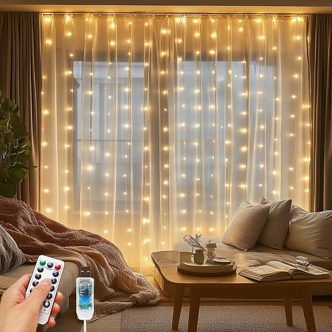 Fairy Curtain Lights, 200 LED Upgraded Tangle-Free Hanging Lights by Unknown