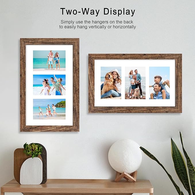 8x14 Picture Frame Set of 2, Rustic Brown Wood Frame - Image 3